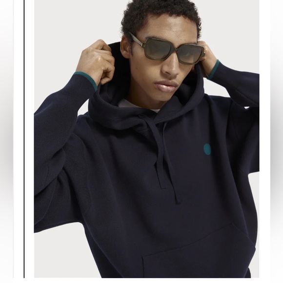 SCOTCH & SODA Over-sized Wool-blend Hoodie, Navy, S - Picture 5 of 8